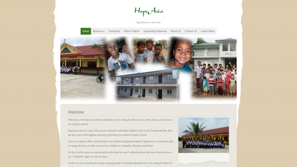 Screenshot of the Hopeasia website