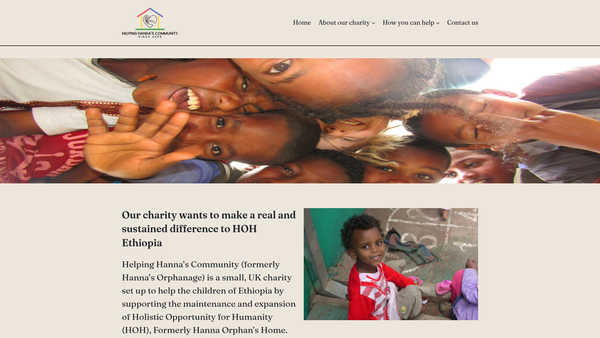 Screenshot of the Helping Hanna's Community website