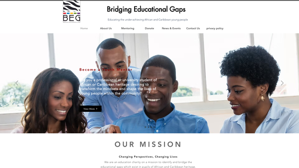 Screenshot of the Bridging Educational Gaps website