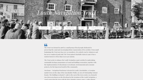 Screenshot of the Louth Navigation Trust website