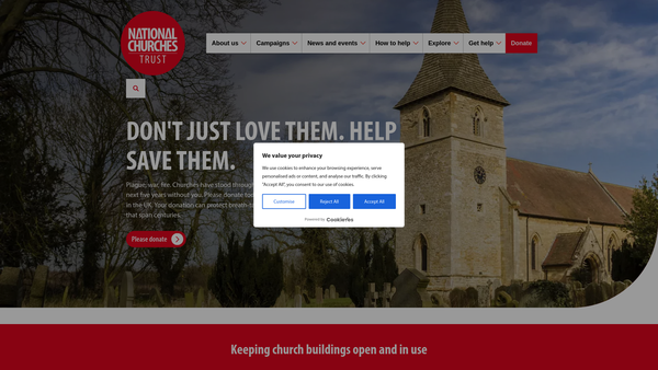 Screenshot of the The National Churches Trust website