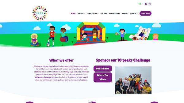 Screenshot of the Oj's Sensory Interaction Trust website