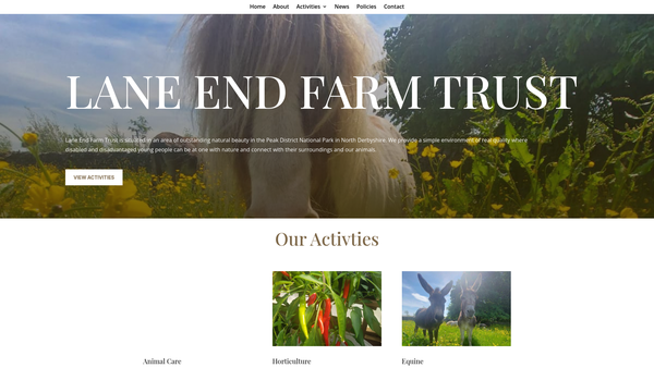 Screenshot of the Lane End Farm Trust website