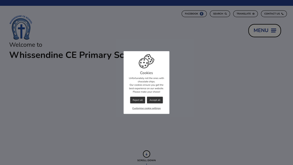 Screenshot of the Whissendine School Parents Association website