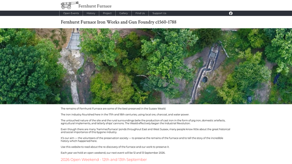 Screenshot of the Fernhurst Furnace Preservation Group Ltd website