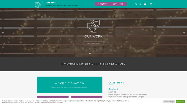 Screenshot of the Acts Trust website