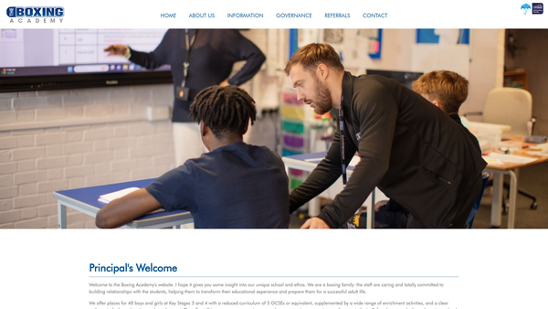 Screenshot of the The Boxing Academy Foundation website