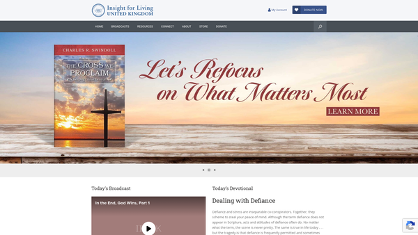 Screenshot of the Insight For Living (UK) website