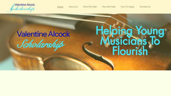 Screenshot of the The Valentine Alcock Scholarship website
