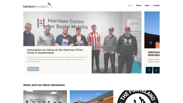 Screenshot of the The Harrison Foundation website