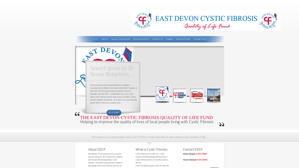 Screenshot of the East Devon Cystic Fibrosis Quality Of Life Fund website