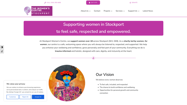 Screenshot of the Stockport Womens Centre website