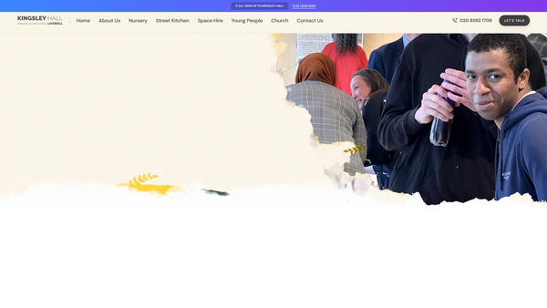 Screenshot of the Kingsley Hall Church And Community Centre website