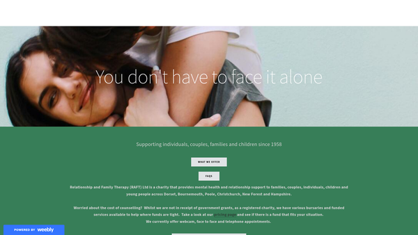 Screenshot of the Relationship and Family Therapy (RAFT) Ltd website
