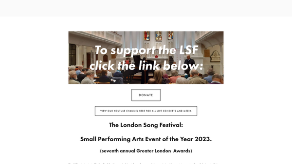 Screenshot of the The London Song Festival website