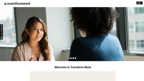 Screenshot of the Transform Work website