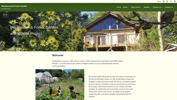Screenshot of the Moulsecoomb Forest Garden And Wildlife Project website