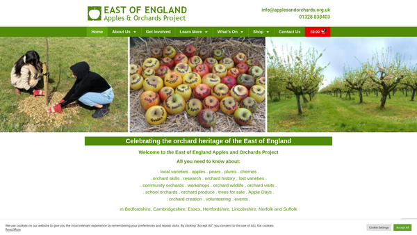 Screenshot of the East Of England Apples And Orchards Project website