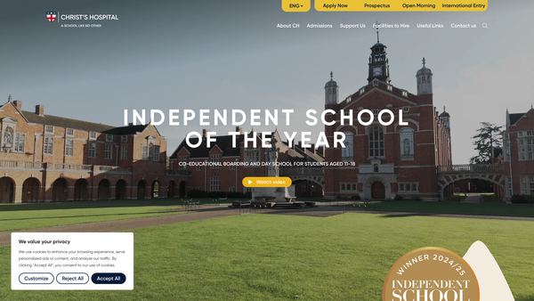 Screenshot of the Christ's Hospital website