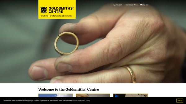 Screenshot of the The Goldsmiths Centre website