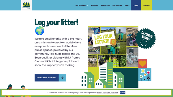 Screenshot of the Cleanup United Kingdom website