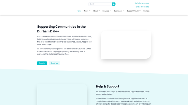 Screenshot of the Upper Teesdale Agricultural Support Services website