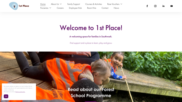 Screenshot of the 1st Place Children And Parents' Centre Ltd website