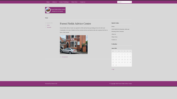 Screenshot of the Forest Fields Advice And Neighbourhood Centre website