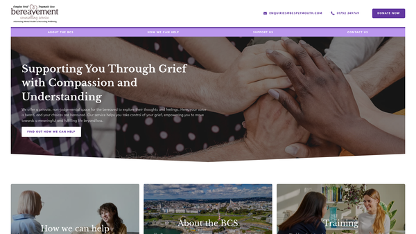 Screenshot of the The Bereavement Counselling Service (South West) website
