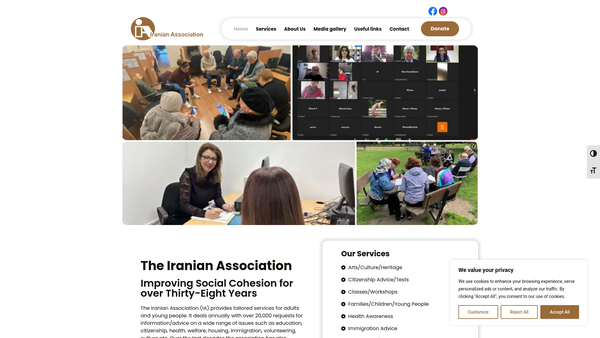 Screenshot of the Iranian Association website