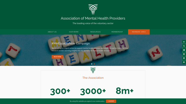 Screenshot of the Voluntary Sector Mental Health Providers Forum website