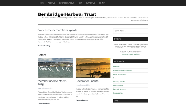 Screenshot of the Bembridge Harbour Trust website