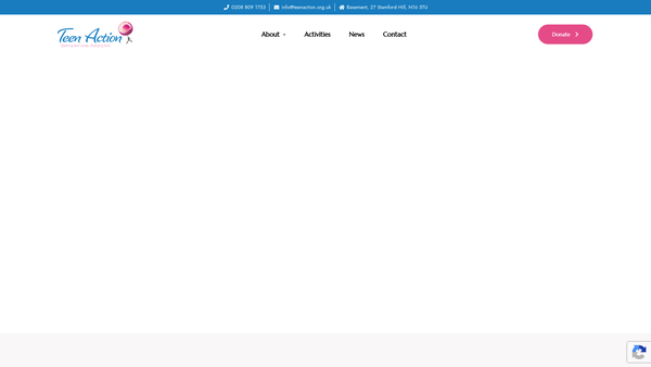Screenshot of the Teen Action website
