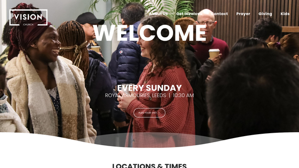 Screenshot of the Vision Church Ltd website