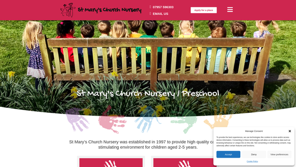 Screenshot of the St Mary's Church Nursery Great Dunmow website