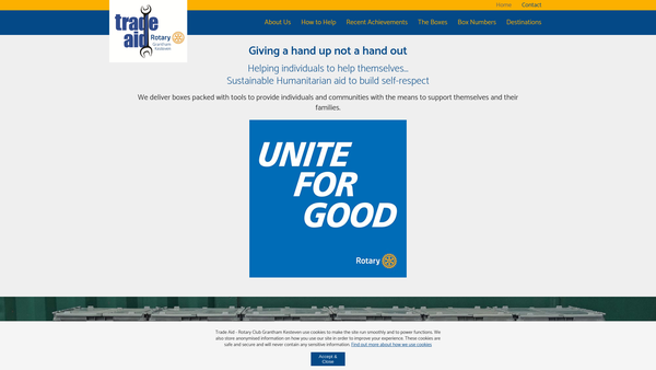 Screenshot of the Rotary Club Of Grantham Kesteven Trade Aid Trust Fund website