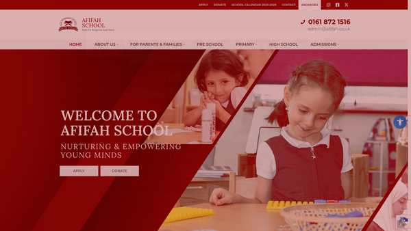 Screenshot of the Afifah Academy website