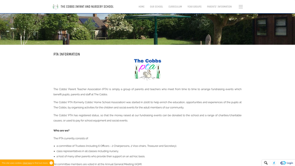 Screenshot of the The Cobbs School PTA website