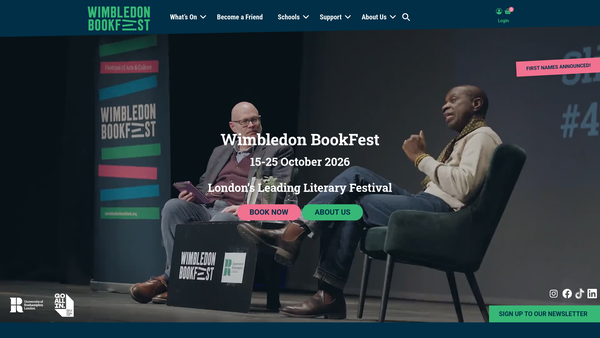 Screenshot of the Wimbledon Arts website