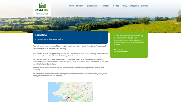 Screenshot of the Farmlink Education Limited website