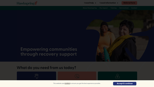 Screenshot of the Hawkspring website