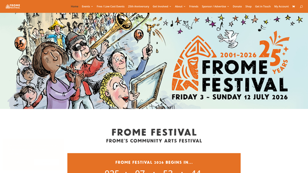 Screenshot of the Frome Festival Limited website