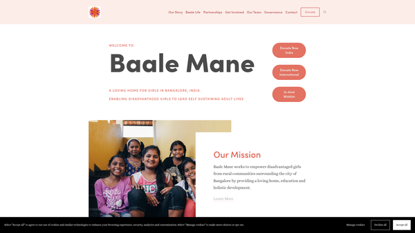 Screenshot of the The Friends Of Baale Mane Gopalapura website