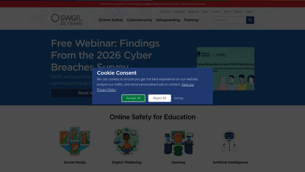 Screenshot of the South West Grid For Learning Trust website