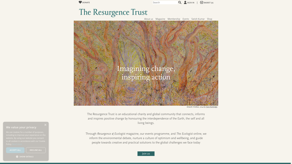 Screenshot of the The Resurgence Trust website