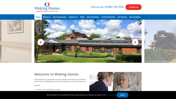 Screenshot of the Woking Homes website