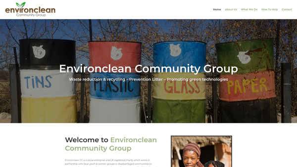 Screenshot of the Environclean Community Group website