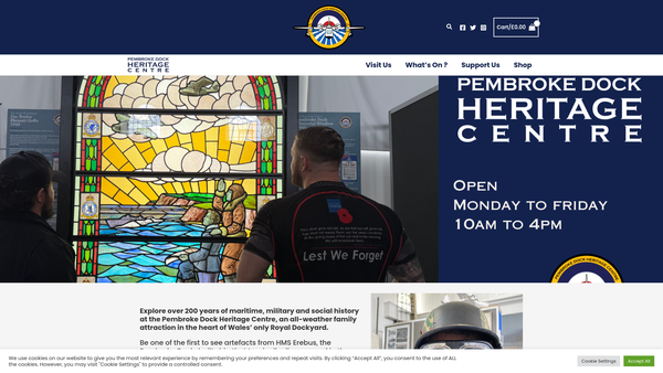 Screenshot of the The Pembroke Dock Heritage Trust Limited website