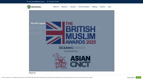 Screenshot of the Hazrat Khadija-Tul-Kubra Girls School website