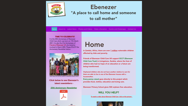 Screenshot of the Friends Of Ebenezer Child Care website